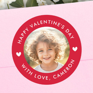 Sticker Rond Joyeuse Saint-Valentin cœurs mignons rouges
