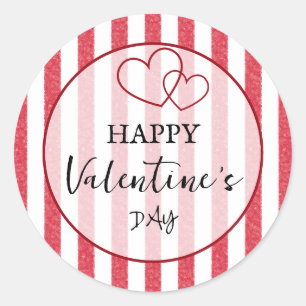 Sticker Rond Joyeuse Saint-Valentin Cœurs Rayures