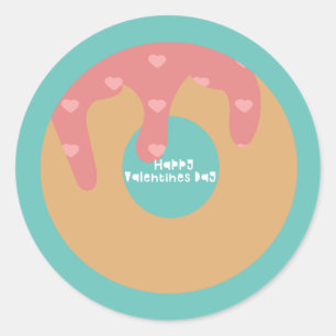 Sticker Rond Joyeuse Saint-Valentin Confettis Gâteau sec givré 
