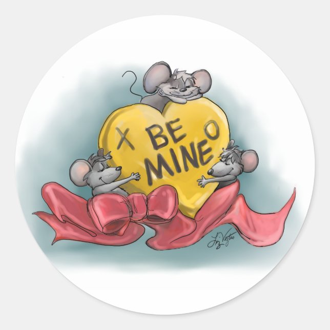 Sticker Rond Joyeuse Saint-Valentin de Mic, Mac et Moe (Devant)