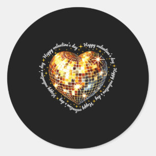 Sticker Rond Joyeuse Saint-Valentin Drôle Or Coquette Disco Bal