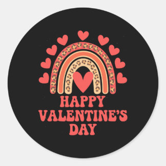 Sticker Rond Joyeuse Saint-Valentin Léopard Arc-en-Ciel Cœur Va