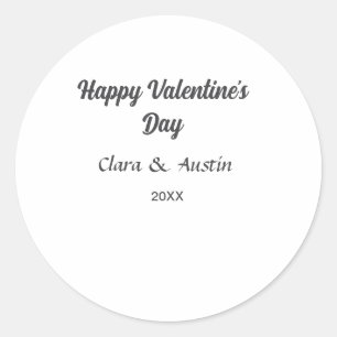 Sticker Rond Joyeuse Saint-Valentin nom date simple minimaliste