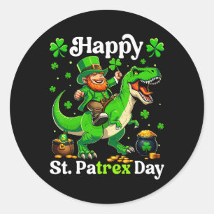 Sticker Rond Joyeuse St Pat-rex Day St Patricks Day Leprechaun