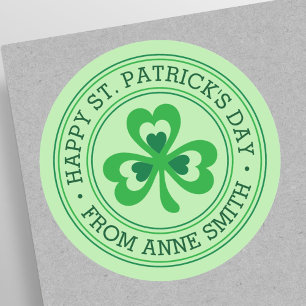 Sticker Rond Joyeuse St Patrick's Day du trèfle de nom personna