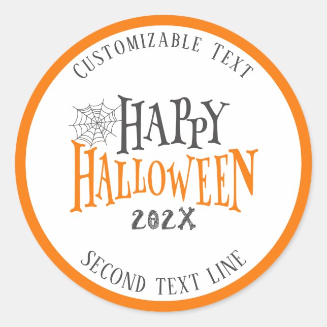 Sticker Rond Joyeuse typographie d'Halloween avec une toile d'a (Devant)