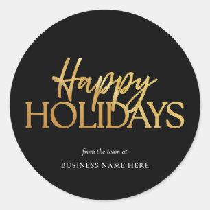 Sticker Rond Joyeuses fêtes Black Gold Business Noël