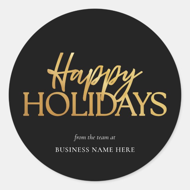 Sticker Rond Joyeuses fêtes Black Gold Business Noël (Devant)