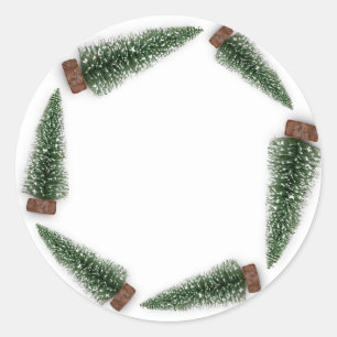 Sticker Rond Joyeuses fêtes Joyeux Noël Arbre Cadeau Vert