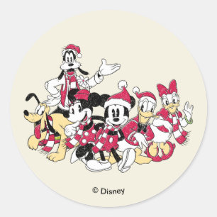 Sticker Rond Joyeuses fêtes Mickey & Friends Christmas Cheval