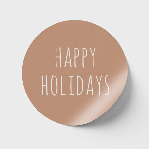 Sticker Rond Joyeuses Fêtes Terre Cuite Claire Noël Mignon