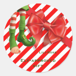 Sticker Rond Joyeuses jambes de lutin de Noël Méfaits du pôle