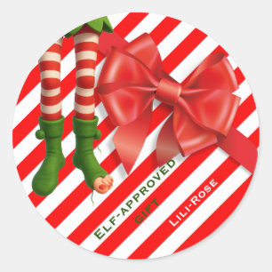 Sticker Rond Joyeuses jambes d'elfe de Noël Méfaits du pôle N