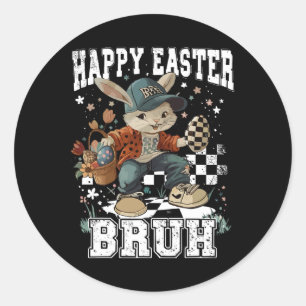 Sticker Rond Joyeuses Pâques Bruh Bunny Skateboard Enfant en ba