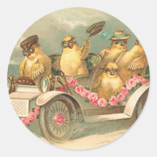 Sticker Rond Joyeuses Pâques Cute Pâques Vintages
