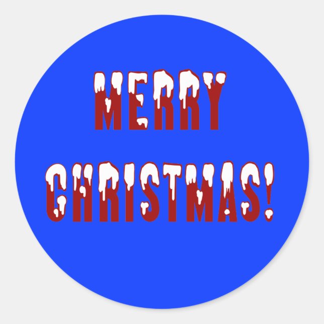 Sticker Rond Joyeuses Polices de chapeau de neige de Noël (Devant)