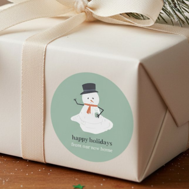 Sticker Rond Joyeuses vacances de notre nouvelle maison Noël Sn (Créateur téléchargé)