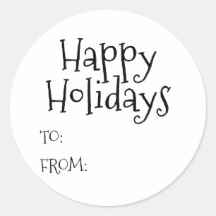 Sticker Rond Joyeuses vacances noir blanc à blanc blanc blanc à