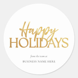 Sticker Rond Joyeuses Vacances White Gold Noël d'affaires