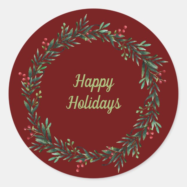 Sticker Rond Joyeuses vacances Wreath (Devant)