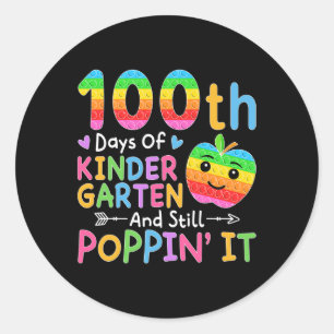 Sticker Rond Joyeux 100 Jours De Maternelle Et Toujours Poppin'