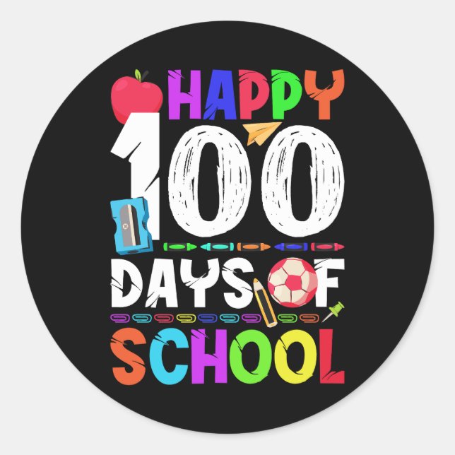 Sticker Rond Joyeux 100 jours d'école - 100e jour d'école (Devant)