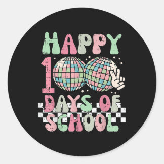 Sticker Rond Joyeux 100 Jours Disco Rétro 100ème Jour Femmes