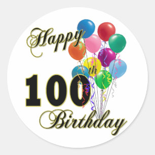 Sticker Rond Joyeux 100e anniversaire cadeaux et vêtements d'an