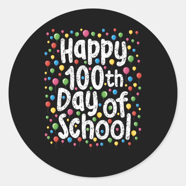 Sticker Rond Joyeux 100E Jour D'Enseignants Étudiants Jeunesse (Devant)