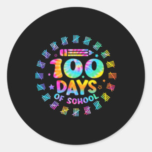 Sticker Rond Joyeux 100ème Jour De L'École Teinture 100 Jours P