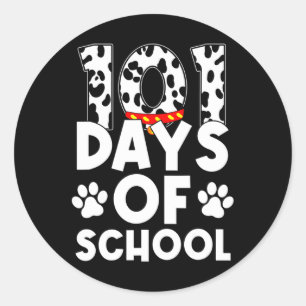 Sticker Rond Joyeux 101 Jours Étudiant Amoureux des chiens À L'