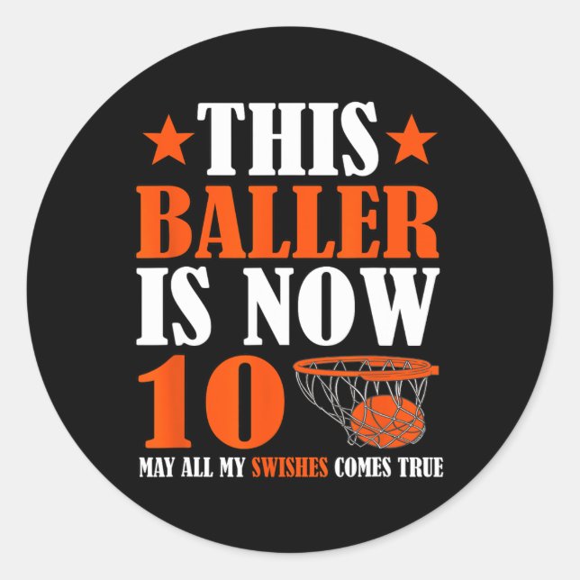 Sticker Rond Joyeux 10e anniversaire 10 ans Basketball 10e Bi (Devant)