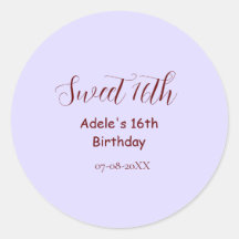 Joyeux 16ème anniversaire violet pastel mauve rétr