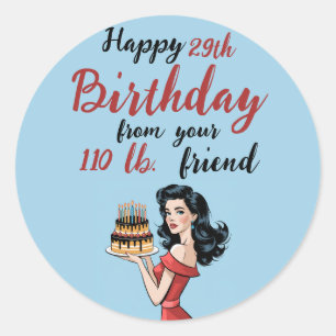 Sticker Rond Joyeux 29e Anniversaire de la part de votre ami de