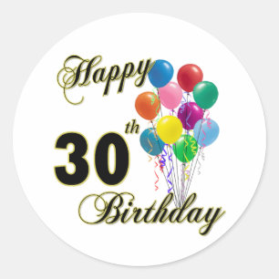 Sticker Rond Joyeux 30e anniversaire cadeaux et vêtements d'ann