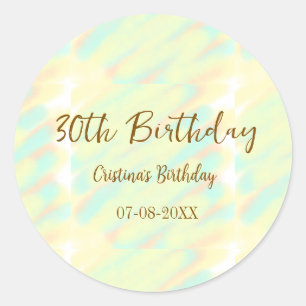 Sticker Rond Joyeux 30e anniversaire jaune orange aquarelle mod