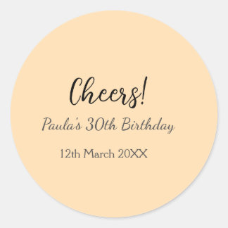 Sticker Rond Joyeux 30e anniversaire nom date simple minimal