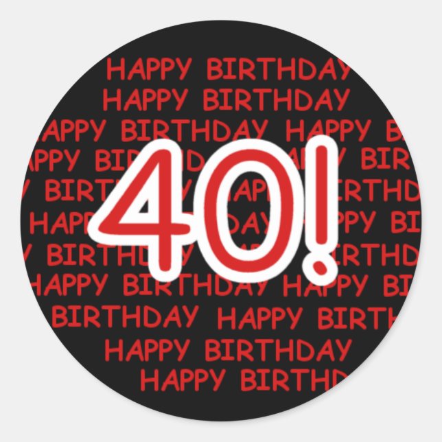 Sticker Rond Joyeux 40e anniversaire (Devant)