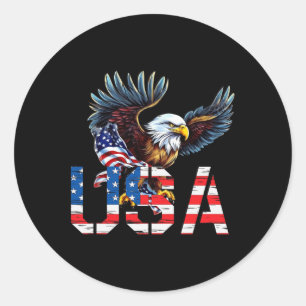 Sticker Rond Joyeux 4 juillet Amérique Drapeau Patriotique Aigl