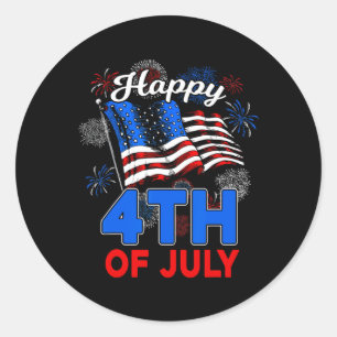 Sticker Rond Joyeux 4 juillet patriotique américain Drapeau Hom
