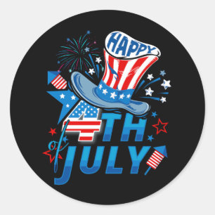 Sticker Rond Joyeux 4 juillet patriotique américain drapeau ind