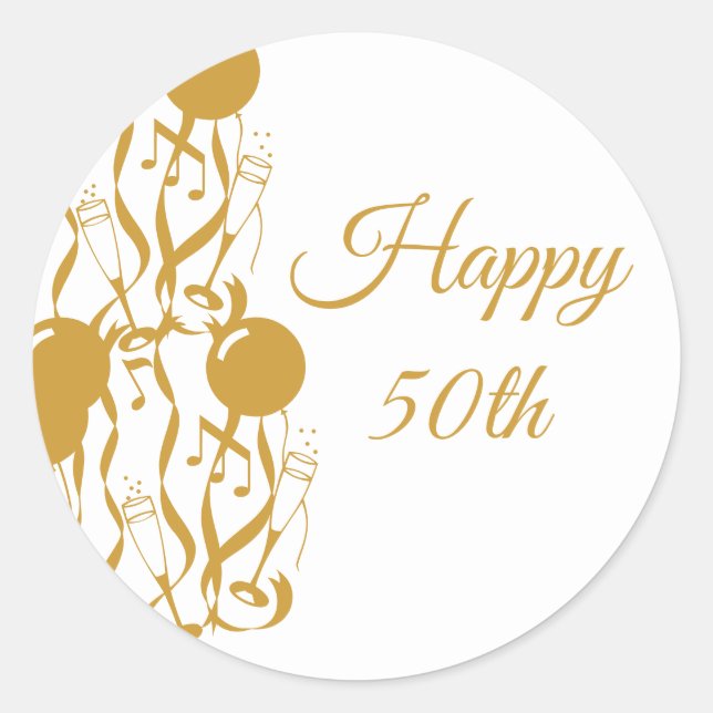 Sticker rond Joyeux 50e anniversaire (Devant)