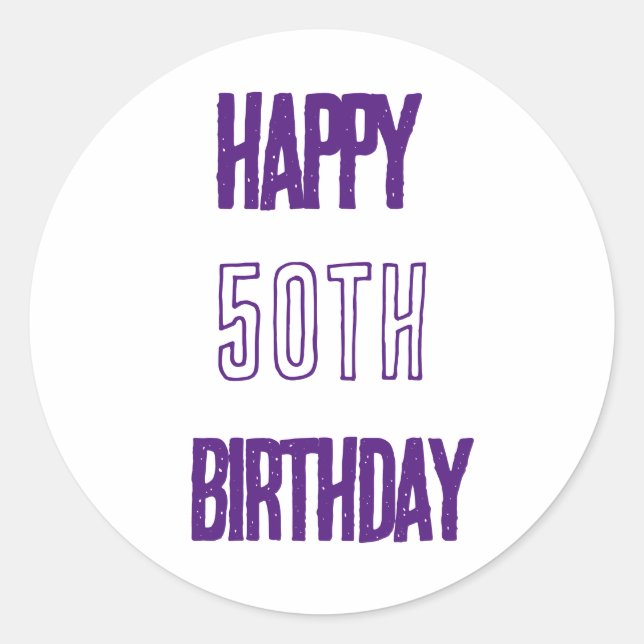 Sticker Rond Joyeux 50e anniversaire Purple Fabulous Fabulous E (Devant)