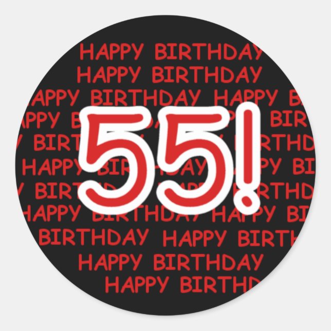 Sticker Rond Joyeux 55e anniversaire (Devant)