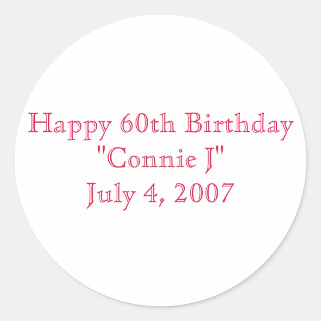 Sticker Rond Joyeux 60e anniversaire (Devant)