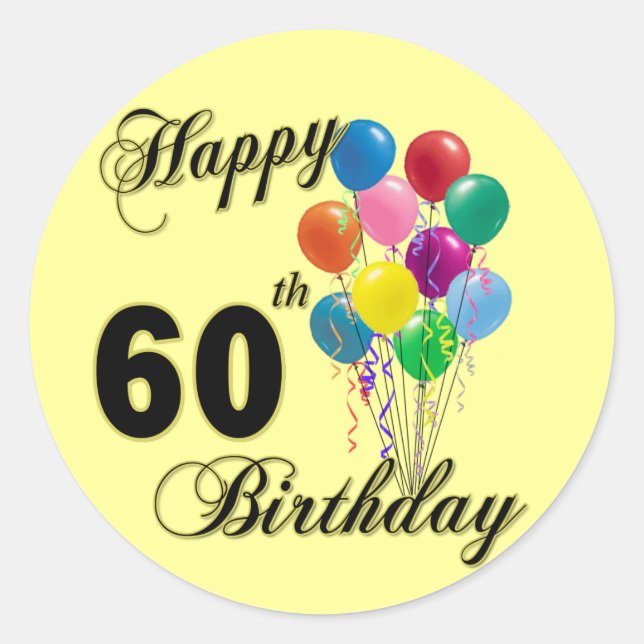 Sticker Rond Joyeux 60e anniversaire cadeaux et vêtements d'ann (Devant)