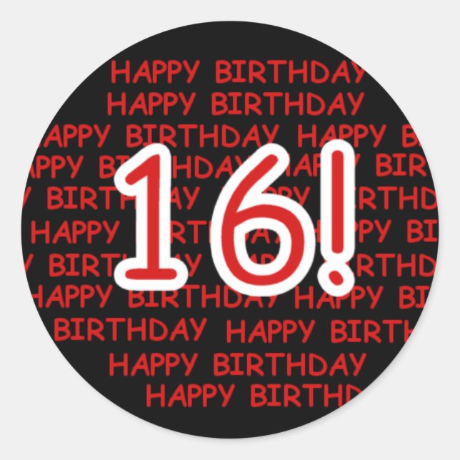 Sticker Rond Joyeux anniversaire 16 (Devant)