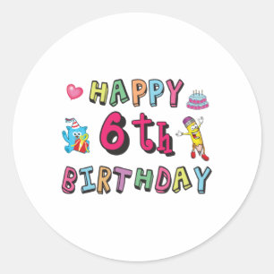 Sticker Rond Joyeux anniversaire 6 ans d'anniversaire
