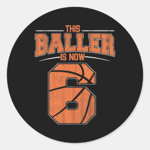 Sticker Rond Joyeux anniversaire 6e 6 ans Basketball Garçons Si