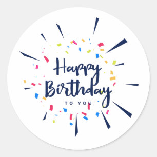 Sticker Rond Joyeux anniversaire à vous confetti